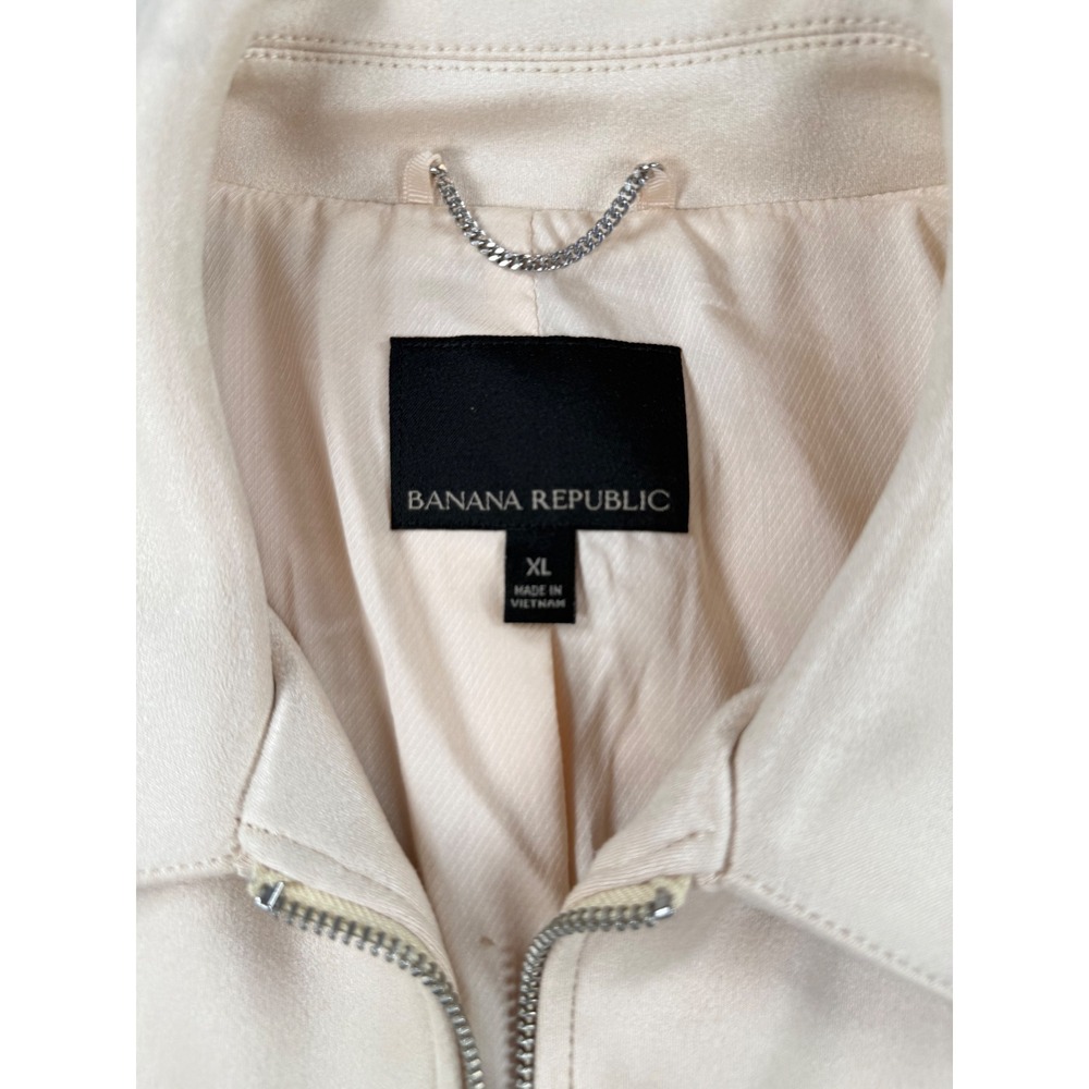 Banana Republic Womens XL Cream Vegan Suede Zip Utility Jacket Beige RN54023 - Picture 2 of 7